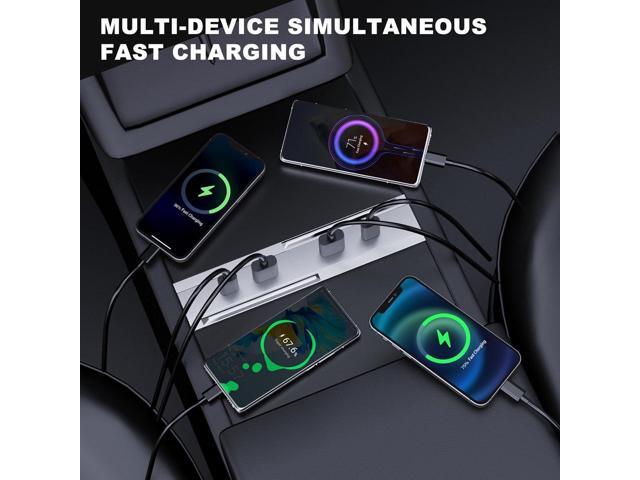 USB Hub for Tesla 2024 Model 3 Highland Center Console, 27W - 65W Fast Charging, Accessories for Tesla Model 3 Highland 2024 Docking Station