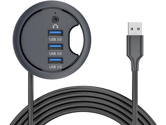 CY USB 3.0 Hub Sound Card AUX 3 Port USB 60mm Desk Grommet Splitter Dock Station Headphone Mic Audio Interface for Desktop PC