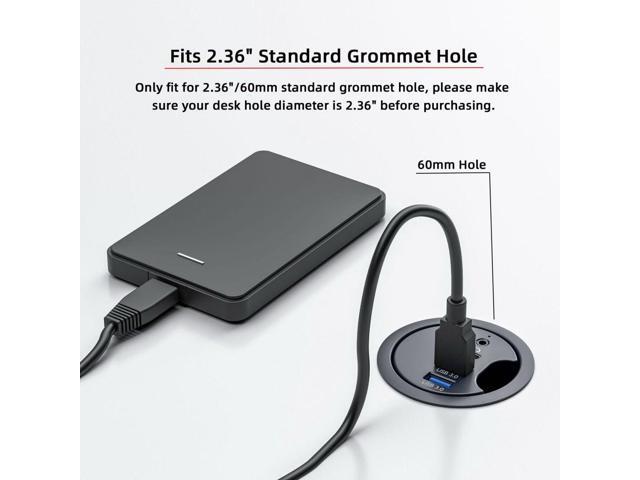 ChenYang USB 3.0 Flush Mount Desktop HUB,2 USB 3.0 Port/1 USB C Port HUB Grommet Hole 2.36'(60mm) with 3.5mm Audio Port