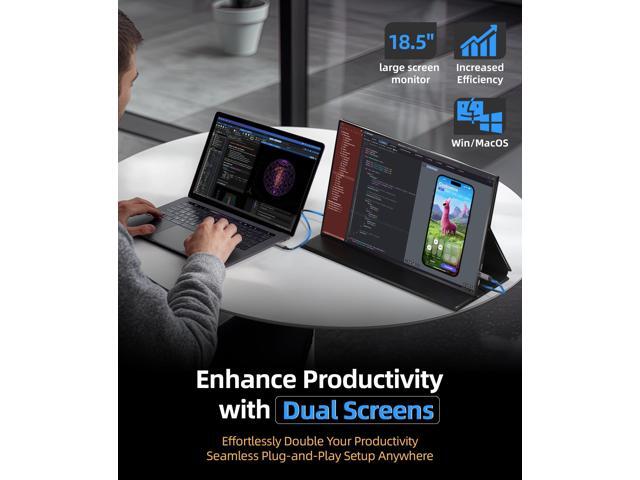 INGNOK Portable Monitor, 18.5 Inch FHD 1080P 100% sRGB Laptop Screen Extender USB C HDMI Portable Gaming Monitor w/Smart Cover & Speakers,for...