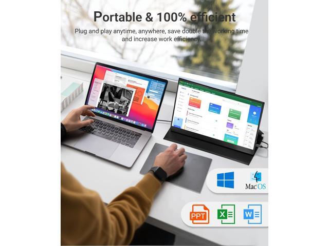 Ingnok Portable Monitor, 15.6inch FHD 1080P Travel Monitor, Ultra-Thin, USB-C Plug & Play, Built-in Speakers, Portable Screen for Laptop, Mac,...
