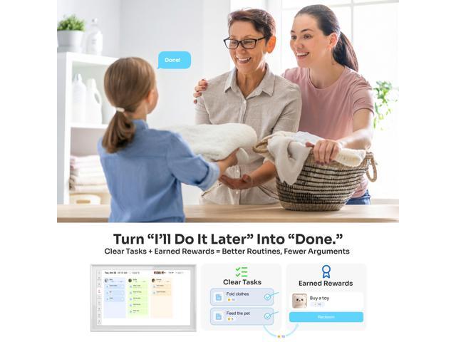Ingnok Digital Calendar:15.6Inch Wall Planner & No Subscription,Real-Time Sync for Google/Outlook/iCloud, 32GB Smart Calender Touchscreen,Chore...