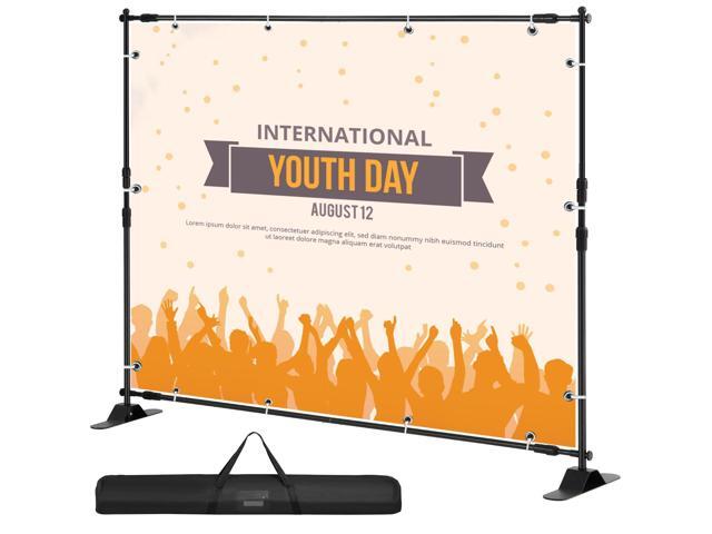 10 x 8 Ft Backdrop Banner Stand Adjustable Height and Width Newest Step and Repeat for Trade Show Wall Exhibitor Photo Booth Background