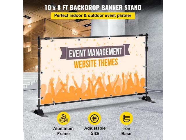 10 x 8 Ft Backdrop Banner Stand Adjustable Height and Width Newest Step and Repeat for Trade Show Wall Exhibitor Photo Booth Background