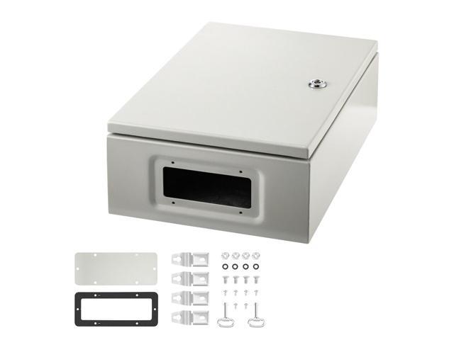 Carbon Steel Electrical Box, 16x12x6 inches, Hinged Cover, IP66 Waterproof & Dust Resistant, Suitable for Outdoor Use, Includes Mounting Plate