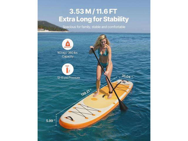 Inflatable Stand Up Paddle Board, 11.6' x 35' x 6' Wide Ultra-Light SUP Paddleboard, All Accessories Included, Pump, Paddle, Fin, Backpack, Ankle...