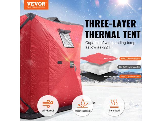 Portable Ice Shelter, 3-4 Person Insulated Pop-Up Ice Fishing Tent, 35 Square Feet Fishable Area, Thermal Ice Shanty for Winter Fishing, Ice Cube...