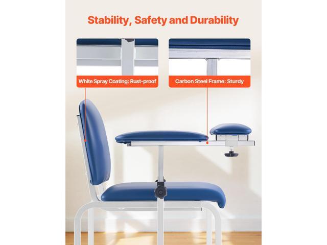 Phlebotomy Chair, Blood Draw Chair with Adjustable Armrests and Flip Arm, 400LBS Loading Blood Drawing Medical Chair with Soft Padded Seat,...