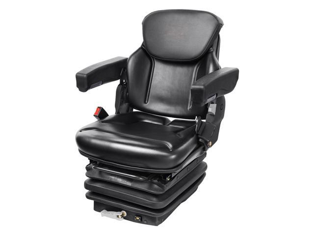Universal Tractor seat Suspension, Fold Down Forklift Seat with Adjustable Angle Back, Micro Switch, Seatbelt and Armrests, 3-level Shock...