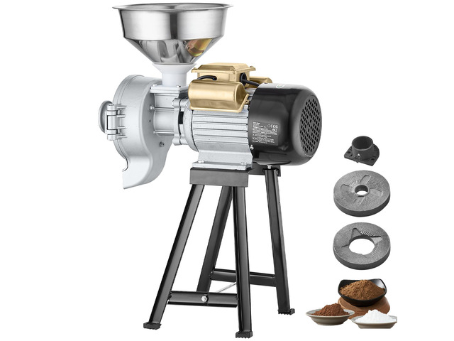 Electric Grain Mill Grinder, 3000W Spice Grinders, Commercial Corn Mill with Funnel, Thickness Adjustable Powder Machine, Heavy Duty Feed Flour...