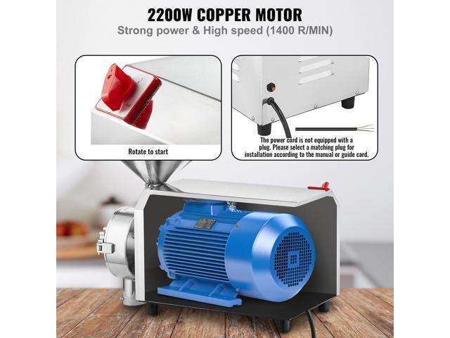 Soybean Grinder Commercial Grinding Machine for Spices 2200W Corn Mill Grinder 50 KG/H Stainless Steel Corn Grinder Industrial Flour Milling...