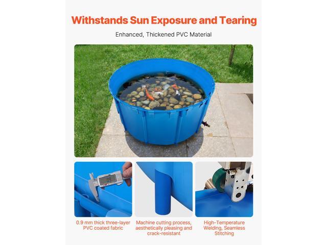 Canvas Fish Pond, 1320 Gal Capacity Above Ground Fish Pond, Foldable PVC Koi Tank, Round Goldfish Tank with Stable Frame and Drain Valve, for...