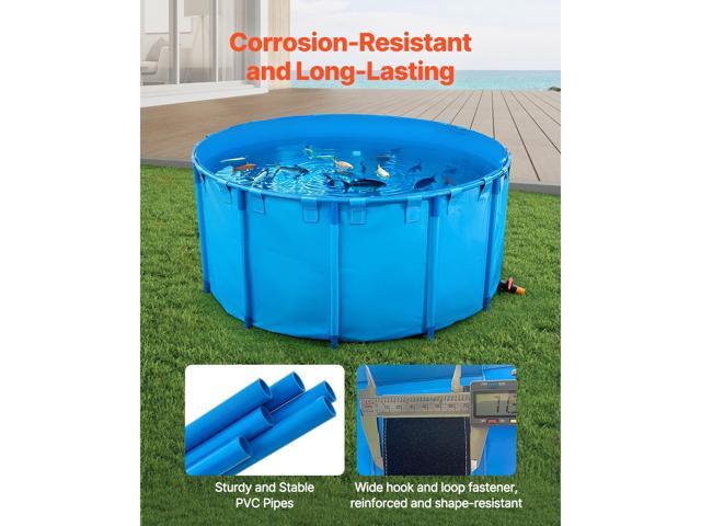 Canvas Fish Pond, 1320 Gal Capacity Above Ground Fish Pond, Foldable PVC Koi Tank, Round Goldfish Tank with Stable Frame and Drain Valve, for...
