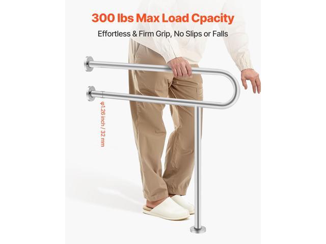Toilet Safety Rail, 31.5 Inch U-Shaped Handicap Grab Bar, 304 Stainless Steel Senior Safety Pole, Toilet Grab Bars with Anti-Slip Handle, 300 Lbs...