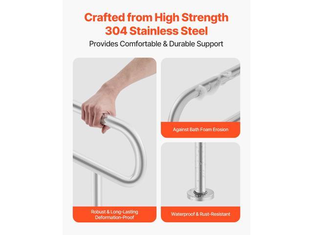 Toilet Safety Rail, 31.5 Inch U-Shaped Handicap Grab Bar, 304 Stainless Steel Senior Safety Pole, Toilet Grab Bars with Anti-Slip Handle, 300 Lbs...