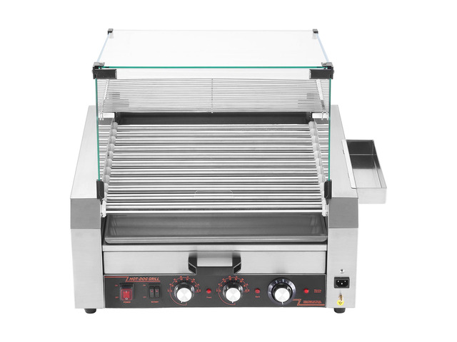 Hot Dog Roller, 30 Hot Dog 11 Rollers, Stainless Steel Sausage Grill Cooker, 1950W Hot Dog Machine with Bun Warmer, Cover, 3 Temp Control, Side...