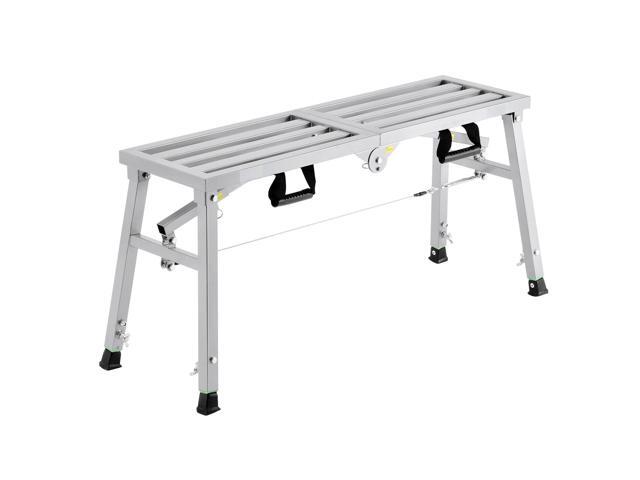 Work Platform, 3 Gear Adjustable Height, Folding Alloy Steel Step Ladder, Portable Scaffolding Platform, 400 lb Load Capacity, Non-Slip Rubber...