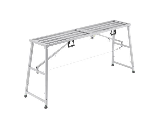 VEVOR Work Platform, 4 Gear Adjustable Height, Folding Alloy Steel Step Ladder, Portable Scaffolding Platform, 880 lb Load Capacity, Non-Slip...