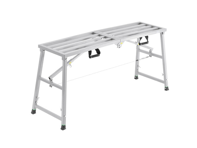 Work Platform, 4 Gear Adjustable Height, Folding Alloy Steel Step Ladder, Portable Scaffolding Platform, 800 lb Load Capacity, Non-Slip Rubber...