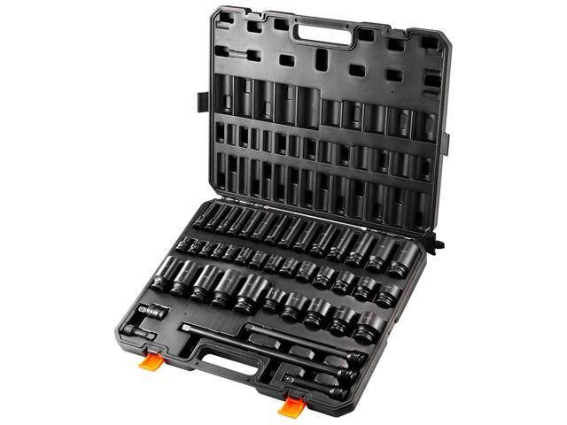 VEVOR Impact Sockets Set 43pcs 6-Point 1/2in Drive Bit Ratchet Tool Kit Case