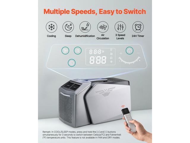 Portable Air Conditioner, 5000 BTU 3-Speed Air Conditioning Unit with 24H Timer, Air Portable AC Adjustable from 16-32, Compatible with AC/DC for...