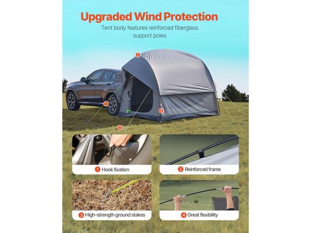 SUV Tent for Camping, 8FT L x 8FT W, Waterproof PU2000mm Spacious Double Layer Design for 5-8 Person, SUV Camping Tent with Mesh Windows, Includes...
