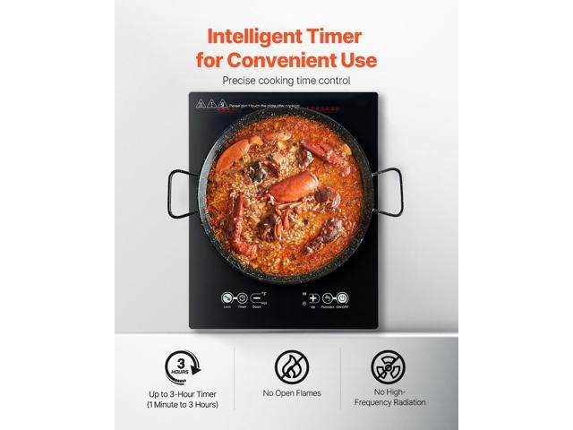 Portable Induction Cooktop, 1800W Electric Induction Burner with 9 Temperature Settings, Countertop Induction Hot Plate with 3H Timer, Child Lock,...