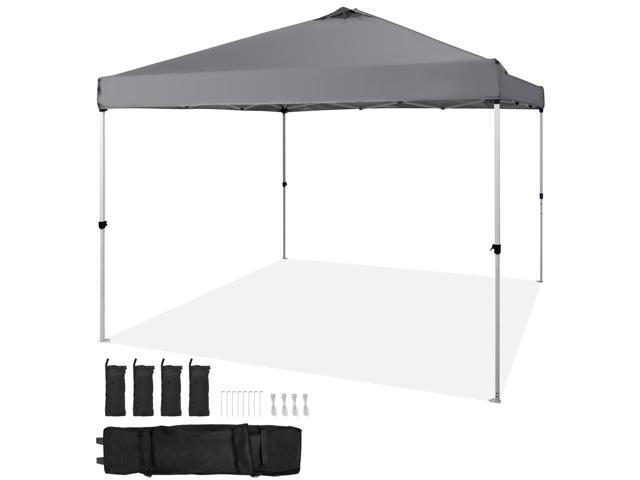 Pop Up Canopy Tent, 10 x 10 ft, 250 D PU Silver Coated Tarp, with Portable Roller Bag and 4 Sandbags, Waterproof and Sun Shelter Gazebo for Outdoor...
