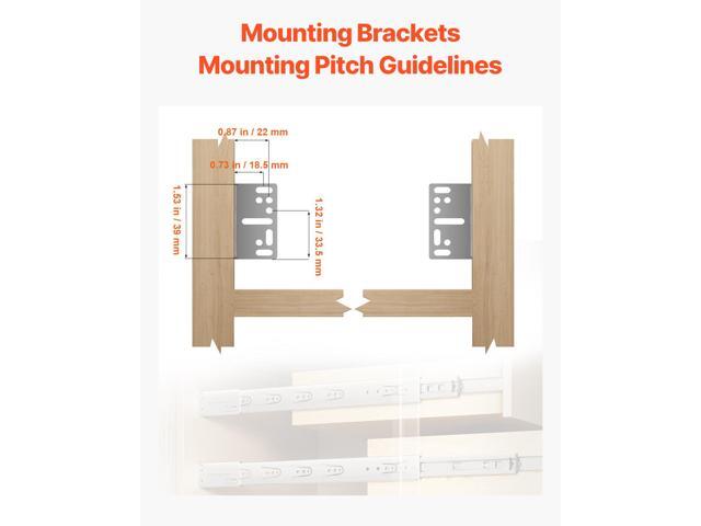 Drawer Slides Brackets, 10 Pairs Drawer Rails for 100 LBS Side Mount Ball Bearing Rail, Heavy Duty Cabinet Drawer Bracket for Dresser Drawer Track...