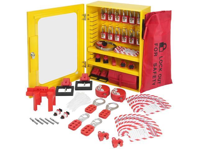 VEVOR Electrical Lockout Tagout Kit, 59 PCS Safety Lockout Tagout Station With Padlocks, Hasps, Tags, Ties, Plug Lockout, Circuit Breaker Lockouts,...
