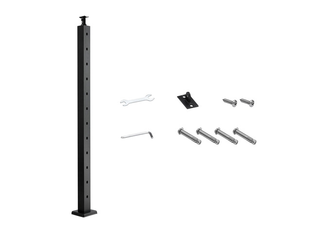 VEVOR Cable Railing Post, 42x2x2 Inch Stair Railing Post, with Pre-Drilled 30° Angled Holes, Stainless Steel Cable Rail Post with Horizontal and...