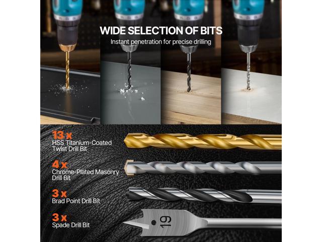VEVOR Drill Bit Set, 70 Pieces Drill and Driver Bit Set, Screwdriver Bit Set Suitable for Wood Metal Cement Drilling and Screw Driving, Drill Bit...