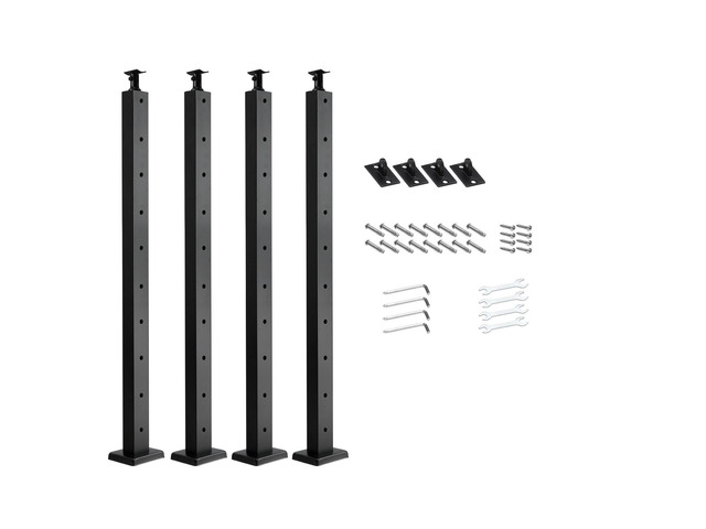 VEVOR 4-Pack Cable Railing Post, 36x1x2 In Horizontal-Hole Deck Railing Post with Pre-Drilled Holes, Stainless Steel Cable Rail Post with...