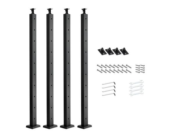 VEVOR 4-Pack Cable Railing Post, 36x2x2 In Horizontal-Hole Deck Railing Post with Pre-Drilled Holes, Stainless Steel Cable Rail Post with...