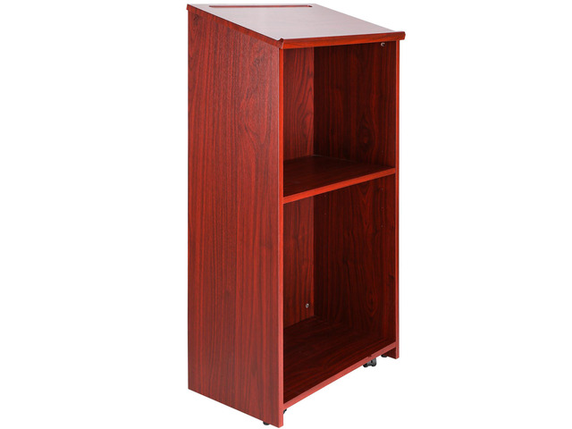 VEVOR Podium Stand, 47 inch Hostess Stand with 4 Rolling Wheels, Wood Podium with Storage Shelves and Slant Desktop, Lecterns & Podiums for Home,...