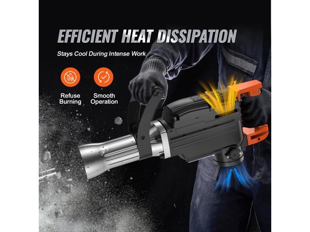 VEVOR Demolition Jack Hammer, 2200W Electric Jackhammer Heavy Duty, 1350 BPM Concrete Breaker, 2pcs Chisels Bit Chipping with Case, Black