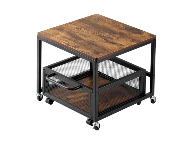 Mini Fridge Stand with Storage 198lbs Cart & Swivel Wheels Light Brown