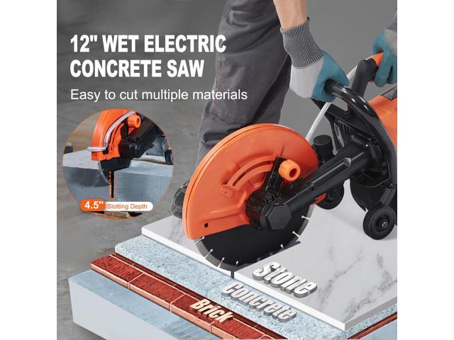 VEVOR Electric Concrete Saw, 12 in, 1800 W 15 A Motor Circular Saw Cutter with Max. 4.5 in Adjustable Cutting Depth, Wet Disk Saw Cutter Includes...