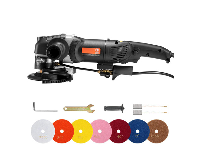 VEVOR Wet Stone Polisher 4-Inch 800W Electric Concrete Polisher 6 Speed 7 Pads