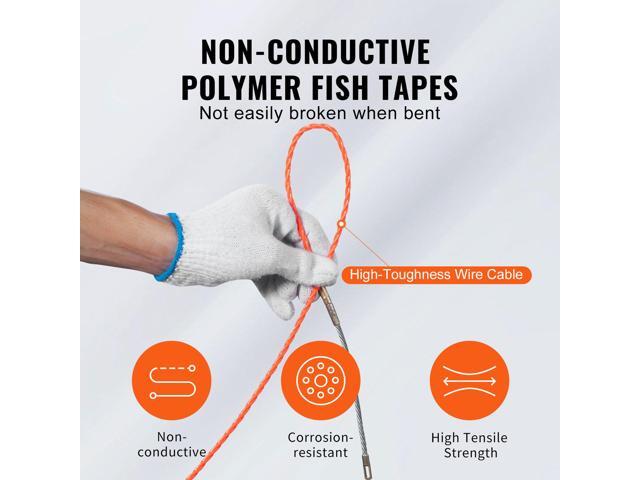Fish Tape, 125-foot, 3/16-inch, PET Wire Puller with Optimized Housing and Handle, Easy-to-Use Cable Puller Tool, Flexible Wire Fishing Tools for...