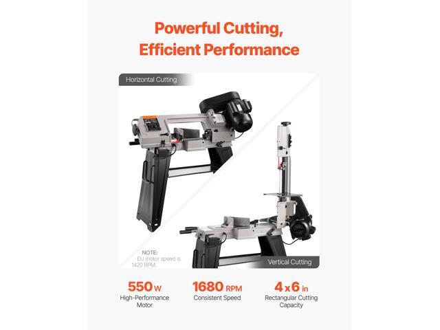 Metal Horizontal Band Saw, 4 in x 6 in Rectangular Cutting Capacity, 110V Metal Vertical Cutting Bandsaw with 550W Motor, 0-45° Angle Adjustment,...