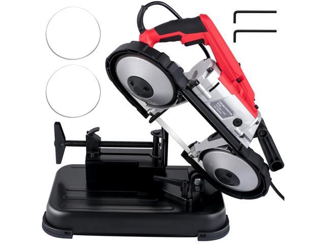 Portable Band Saw, 110V Removable Alloy Steel Base Cordless Band Saw, 5 Inch Cutting Capacity Hand held Band Saw,Variable Speed Portable Bandsaw,...
