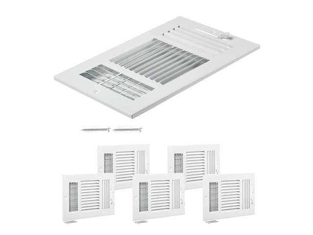 6 x 10 Inch Floor Registers, 6-Pack Floor Vents, HVAC 3-Direction Iron Vent Grilles for Home/Office Wall & Ceiling, Rustproof Anti-Peeling Air...