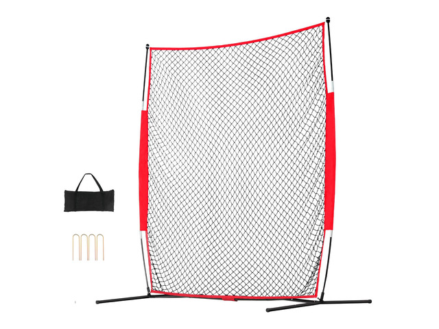 VEVOR Barricade Backstop Net, 7x7 ft Ball Sports Barrier Netting, Portable Practice Equipment with Carry Bag, Protection Screen for Baseball...