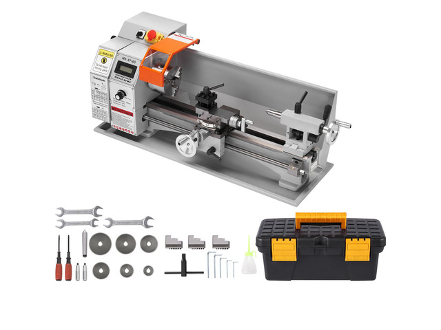 VEVOR Compact Metal Lathe, 7'' x 16'', 800W, Precision Desktop Metalworking Lathe, Variable Speed 150-2500 RPM, Includes 3.9'' 3-jaw Chuck & Tool...