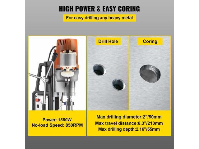 1680W MD50 Magnetic Drill 300 RPM Spindle Speed Electric Magnetic Drilling System with 2 Inch Boring Diameter and 2900 LBS Magnet Force