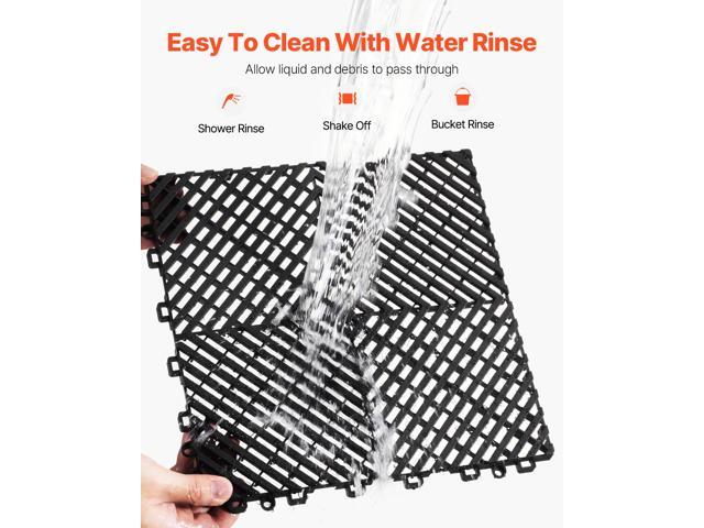 VEVOR Interlocking Drainage Mat, 12 x 12 Modular Interlocking Cushion, 40 Pcs Splicing Drainage Mats, Non-Slip Black PP Drainage Floor Tile and...