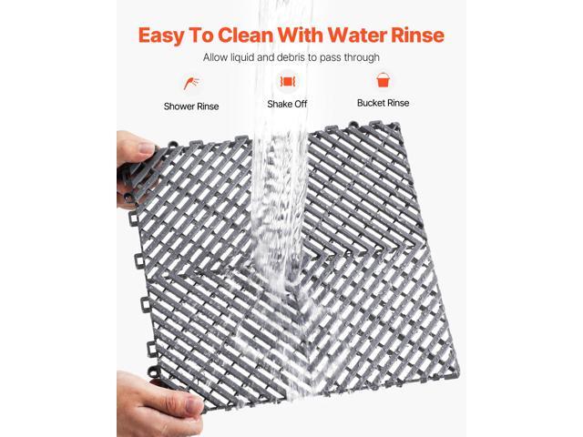 VEVOR Interlocking Drainage Mat, 12 x 12 Modular Interlocking Cushion, 50 Pcs Splicing Drainage Mats, Non-Slip Gray PP Drainage Floor Tile and...