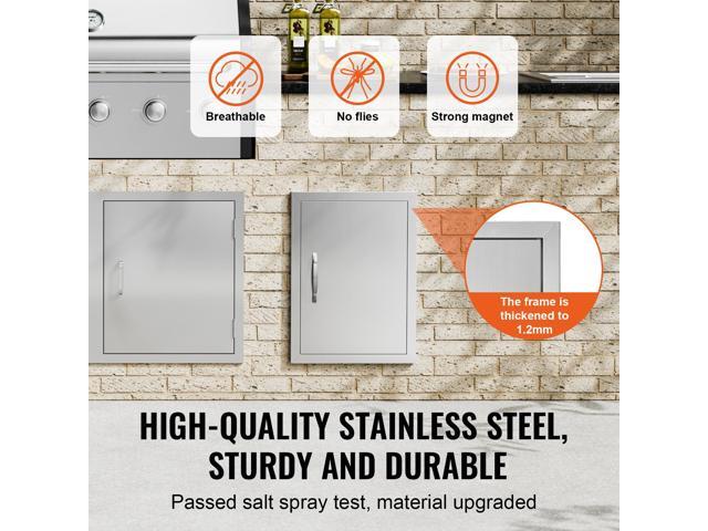 VEVOR BBQ Access Door, 16W x 22H Inch Single Outdoor Kitchen Door, Stainless Steel Flush Mount Door, Wall Vertical Door with Handle, for BBQ...