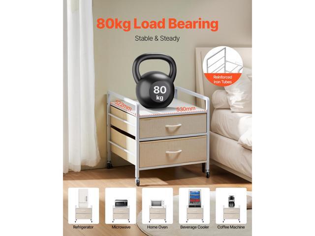 Mini Fridge Stand with Storage 176 lbs White Mini Fridge Table 2 Drawers